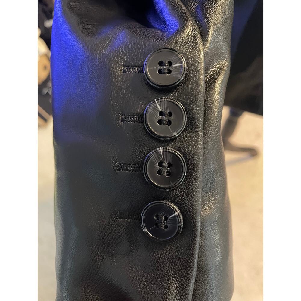 Primark Black Faux Leather Double Breasted Longline Blazer Jacket Size 10 - Picture 6 of 8